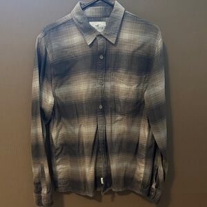 Hollister Gray and Cream Plaid Shirt